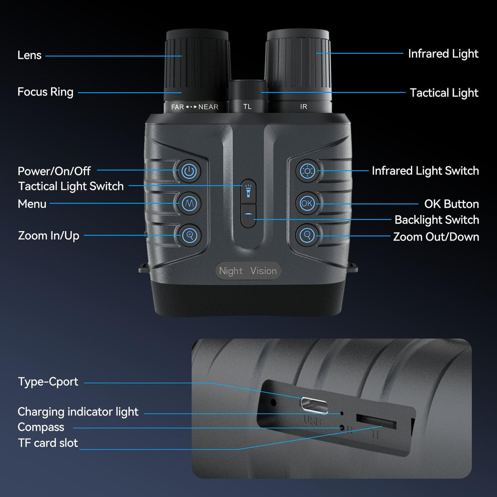 JAMIZY night vision goggles include 64GB memory card for instant storage.