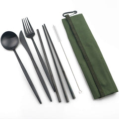 JANKNG portable flatware set with knife, spoon, fork, chopsticks, straw for easy on-the-go meals