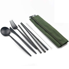 JANKNG carrying pouch shows organized, durable travel cutlery set