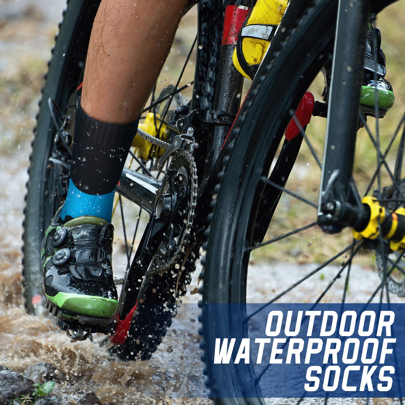 Janmercy winter activities socks on foot demonstrate versatile use for hiking running or wading