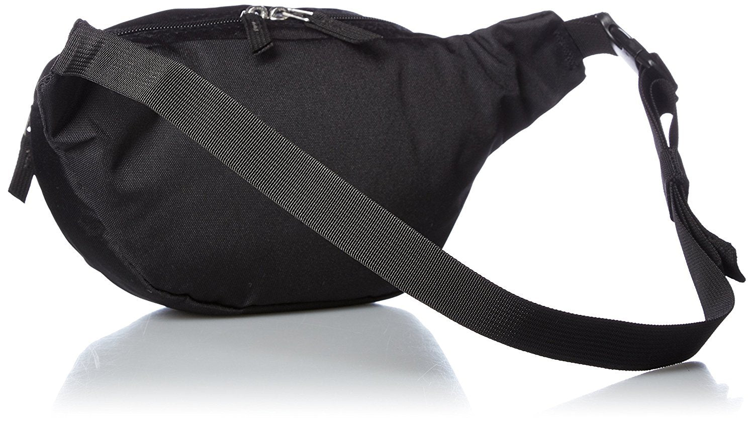 JanSport Fifth Avenue 2L lumbar pack in black, side view, ready for light travel and organization.