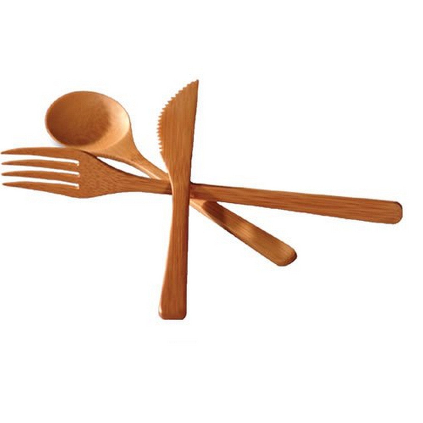 JapanBargain bamboo utensils 3pc set, eco-friendly dining on the go.