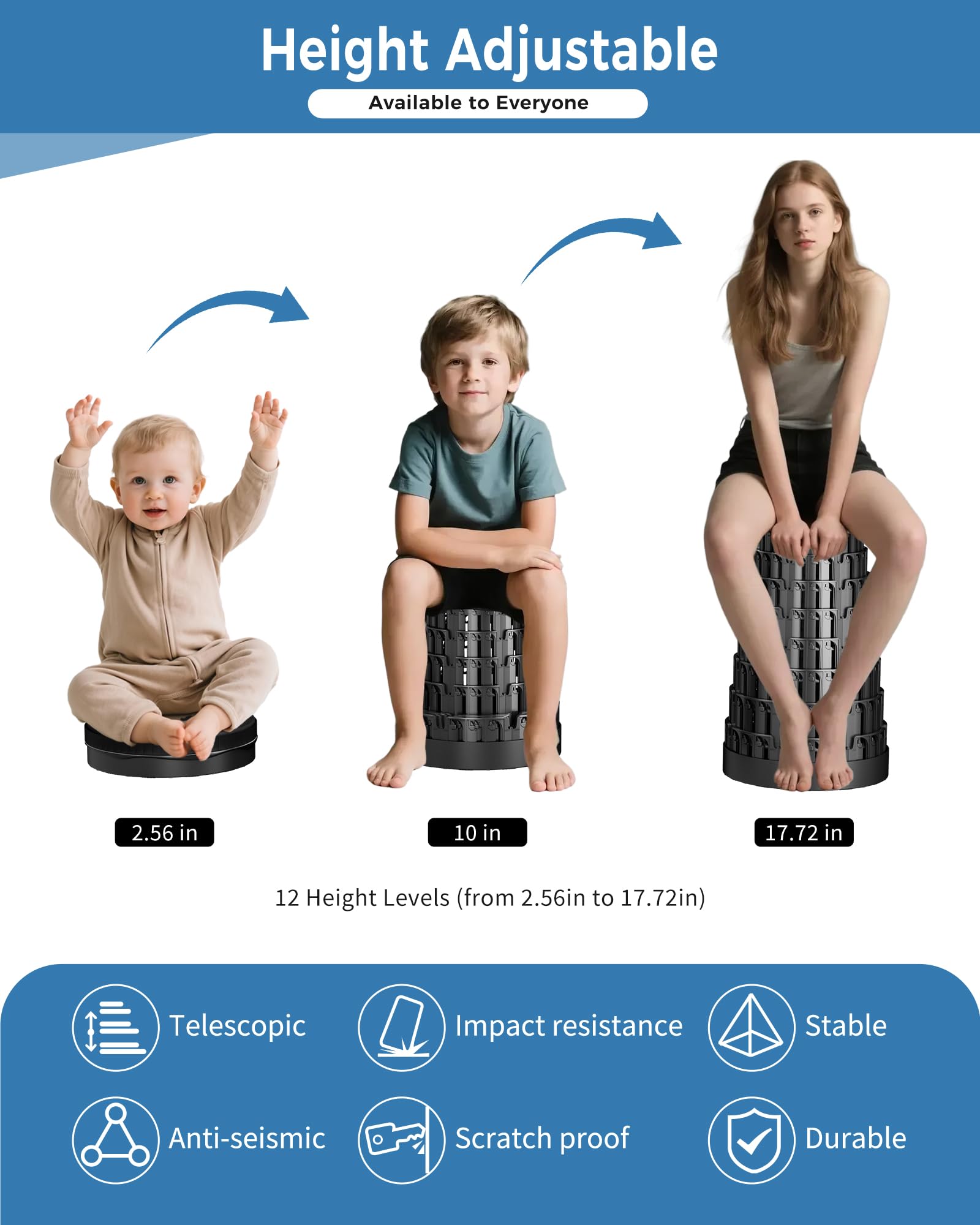 JarryStart heavy-duty stool supports up to 400lbs for stability.