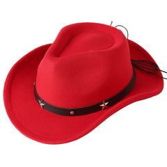 Jastore Kids Western Hat with Buckle on red felt offers sun protection during outdoor play.