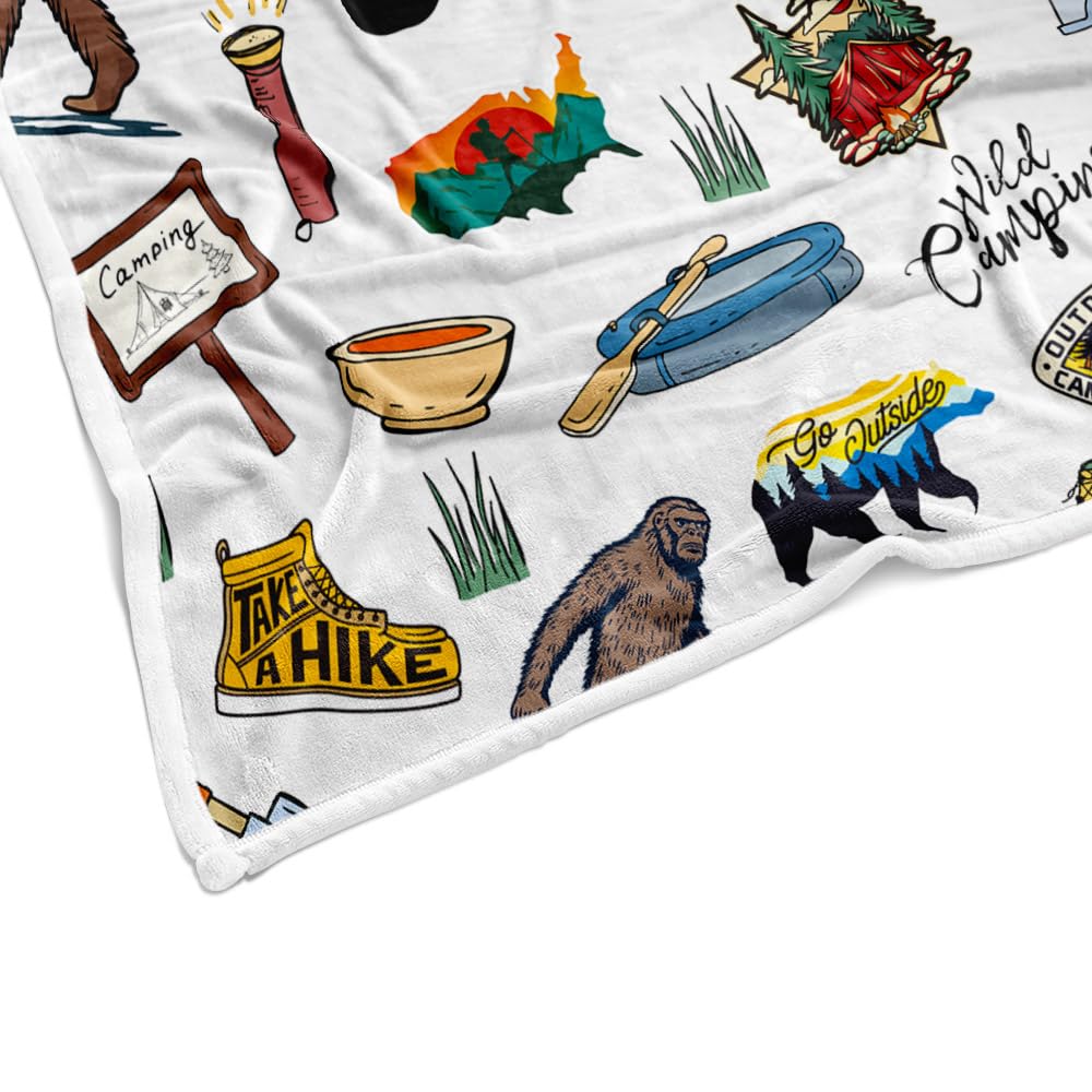 JAWO Bigfoot camping blanket used as RV and home decor for versatile use