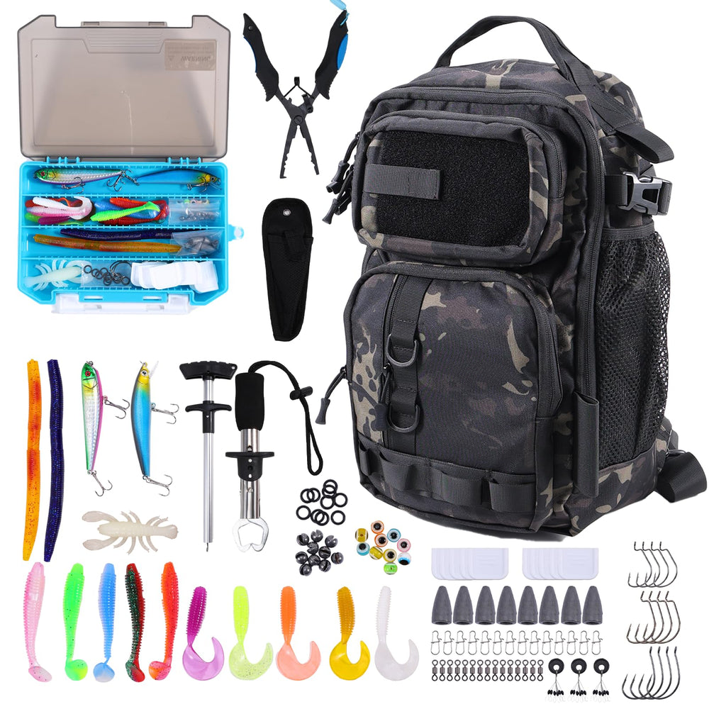 Jaylene 16.5 inch fishing backpack with tackle boxes - front view