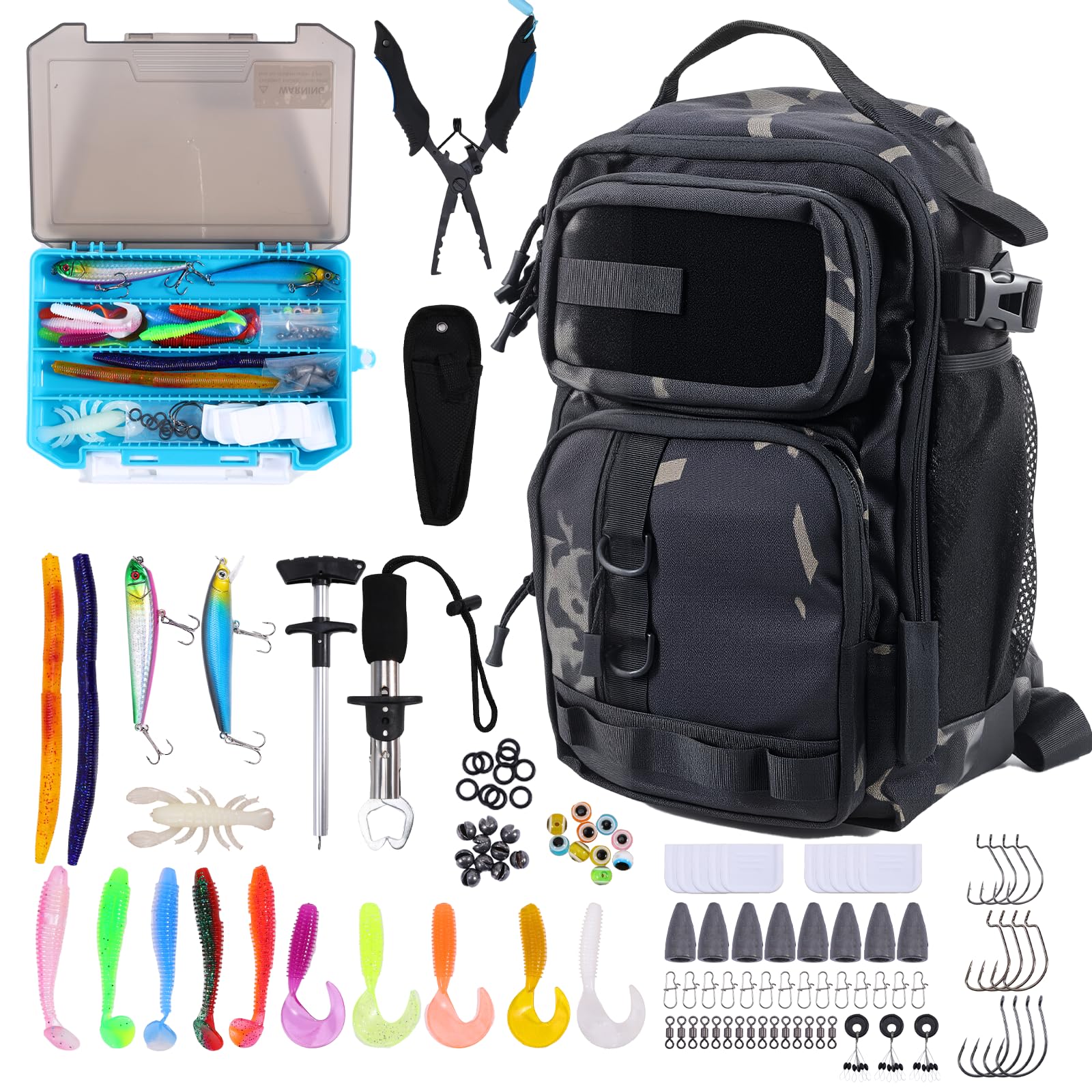 Jaylene fishing backpack front view shows waterproof protection for all-day trips.