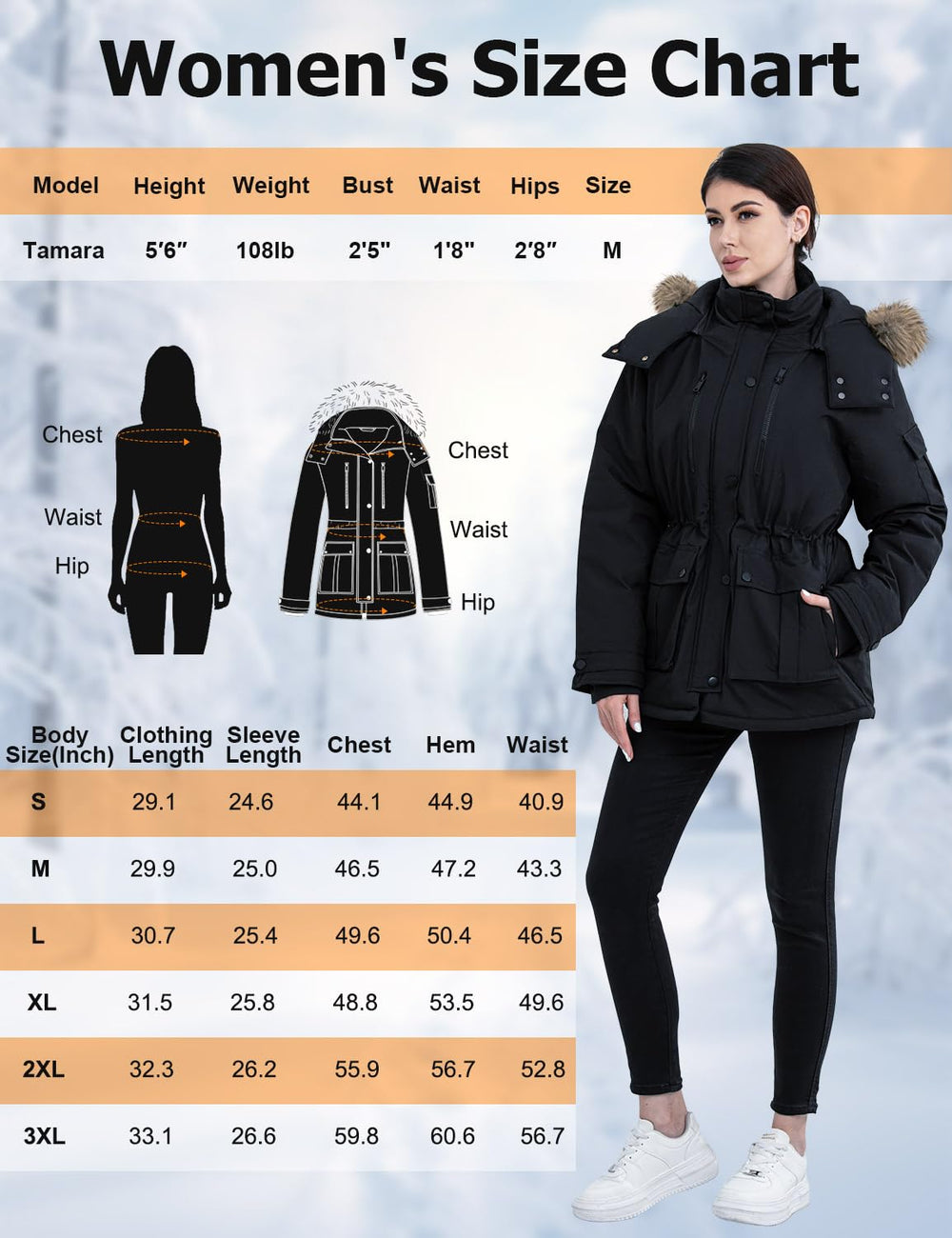 Jazvex women's heated jacket back view shows six heating zones for full-body comfort.