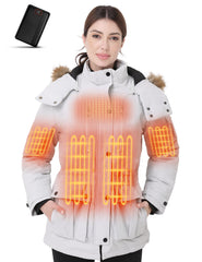 Jazvex women's heated jacket with 16000mAh battery powering rapid warmth for outdoor wear