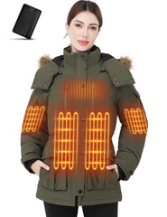Jazvex Women's Heated Jacket front view shows rapid warmth for cold commutes.