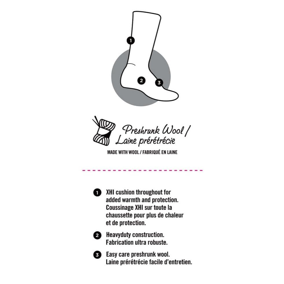 J.B. Field's 40 Below socks size guide shows versatile fit for men and women.