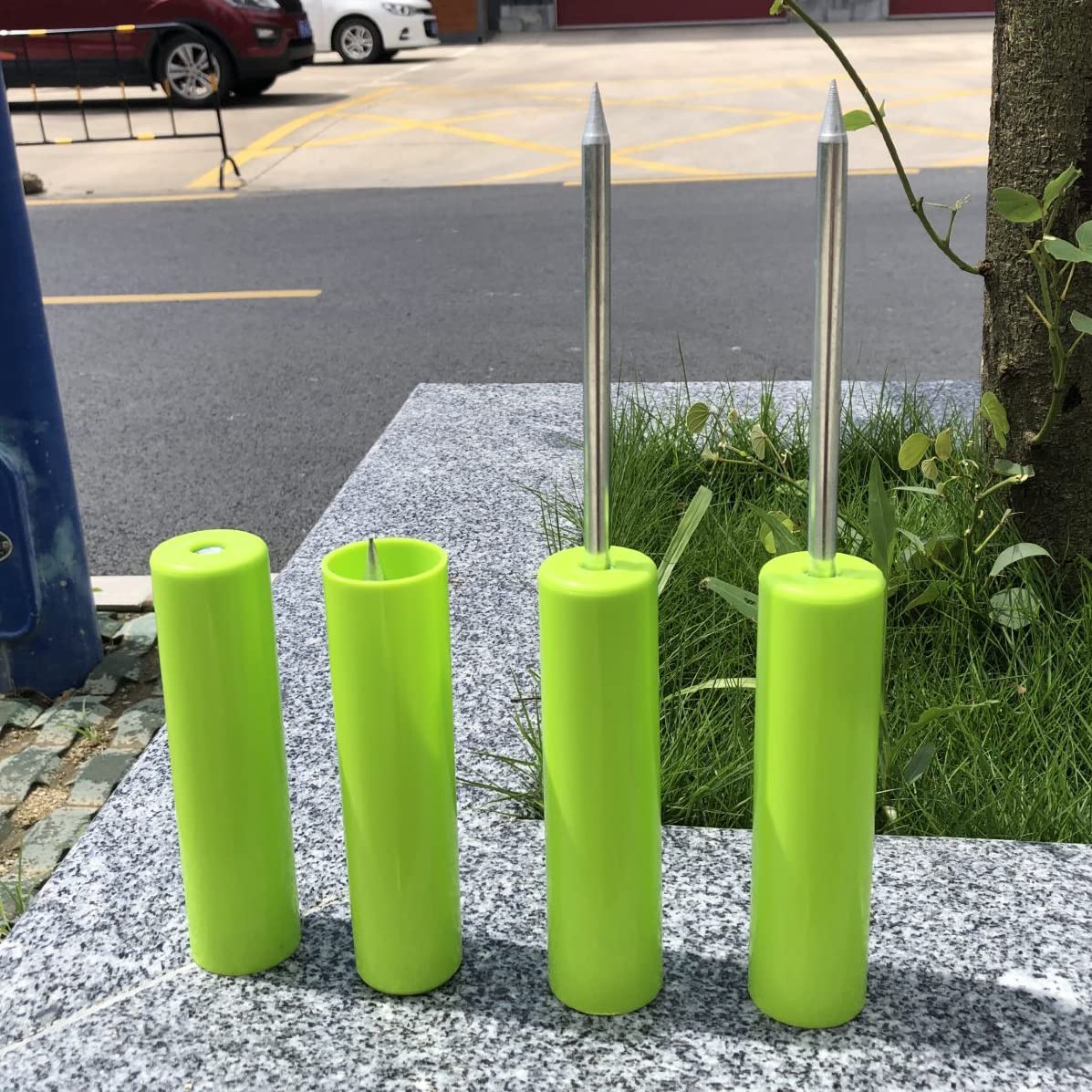 Foldable PVC rod holder assembled for beach fishing