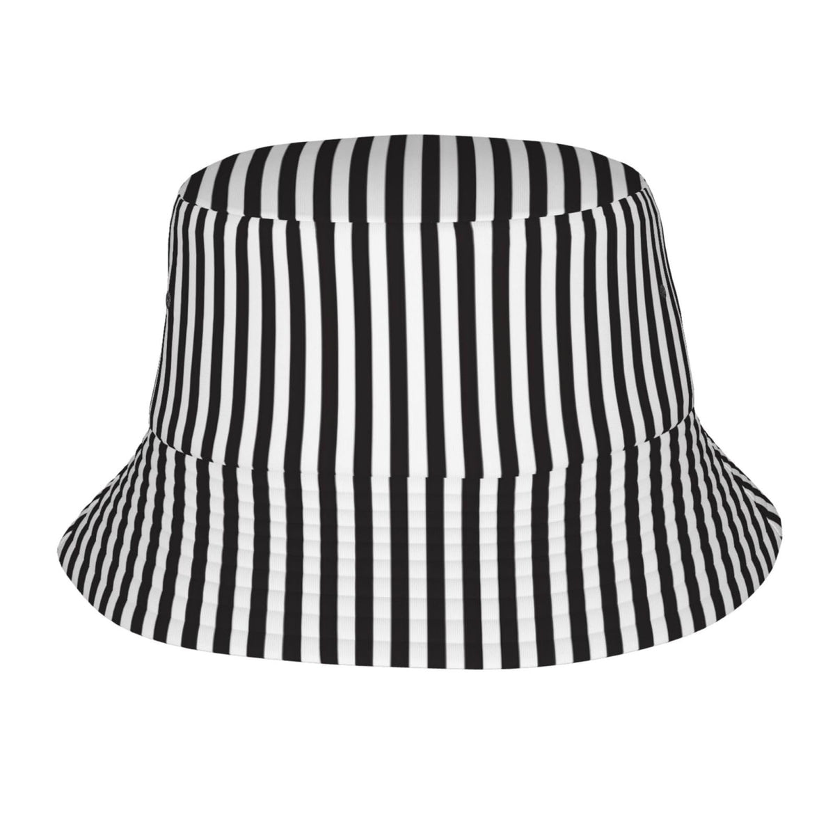 JBYJBX black and white stripe bucket hat, front view, stylish sun protection for beach days.