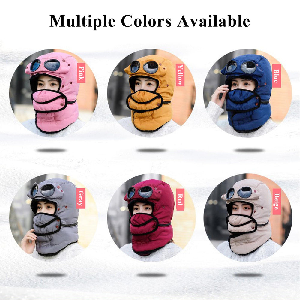 JDIV Winter Thermal Hat with Glasses goggles-attachment close-up for quick adjustments