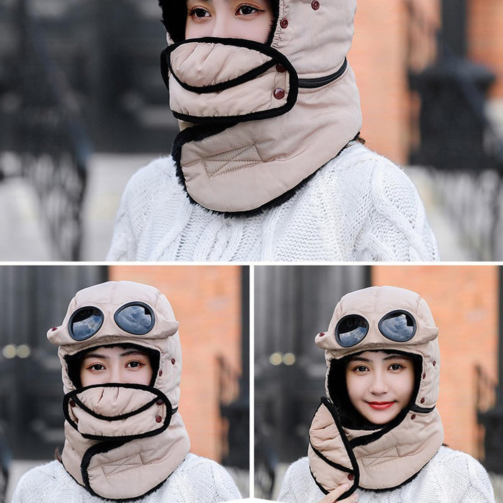 JDIV Winter Thermal Hat with Glasses windproof outer shell for rugged outdoor use