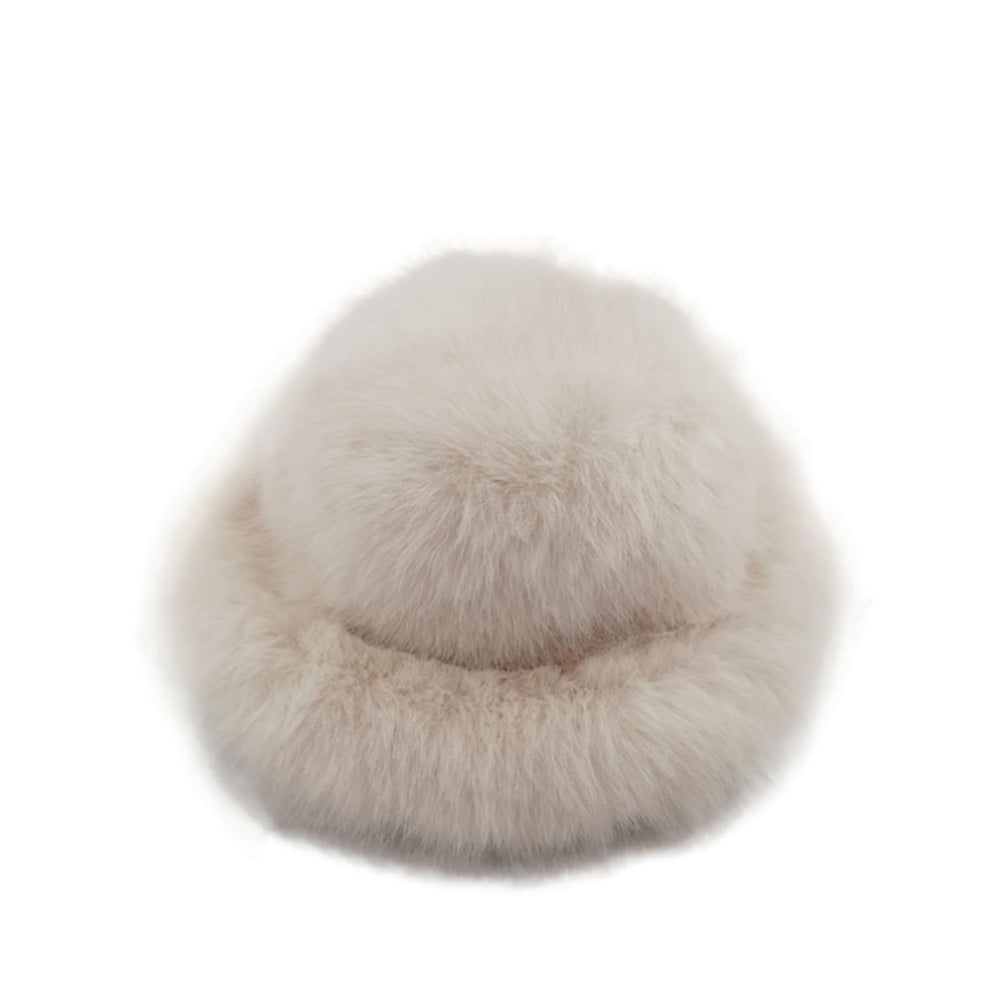 JDYaoYing women's fuzzy bucket hat front view showing warm faux fur comfort