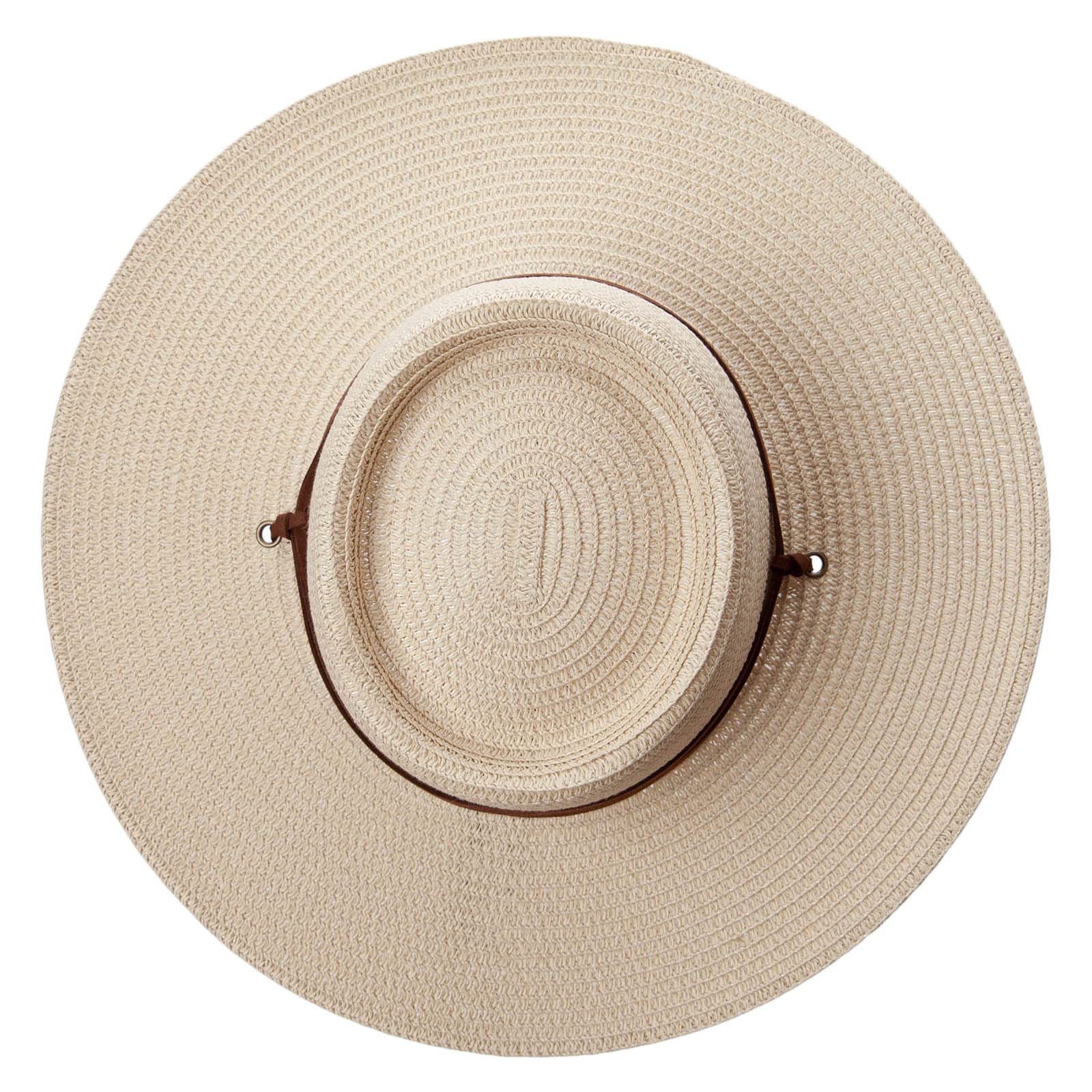 Angled side view of Jeanne Simmons gambler crown hat in tan