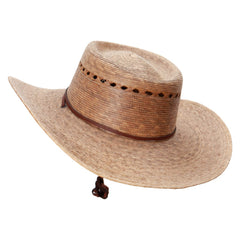Jeanne Simmons Gambler Dark Palm Braid Hat crown detail shows elastic fit