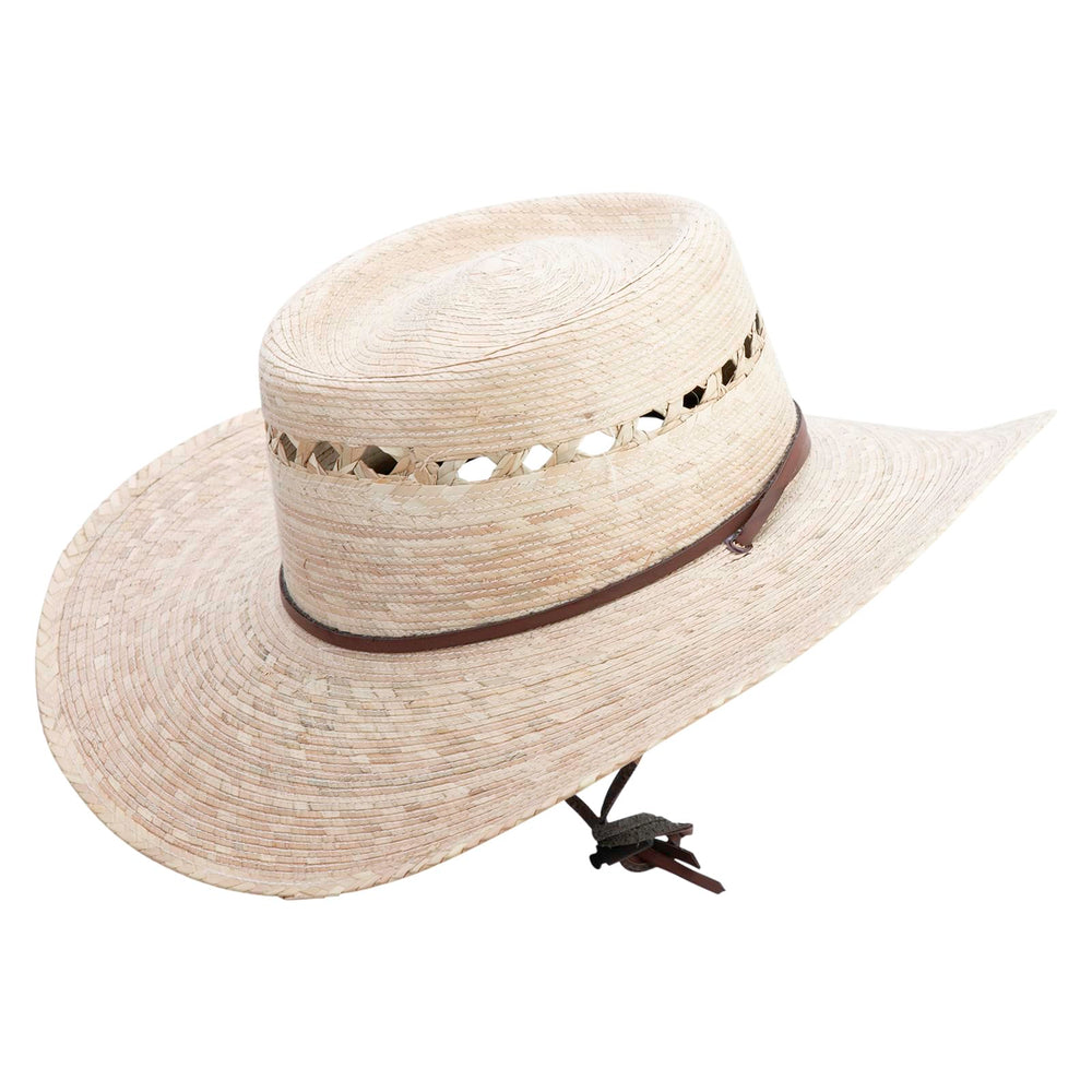 Jeanne Simmons Gambler Dark Palm Braid Hat crown close-up, open weave promotes airflow