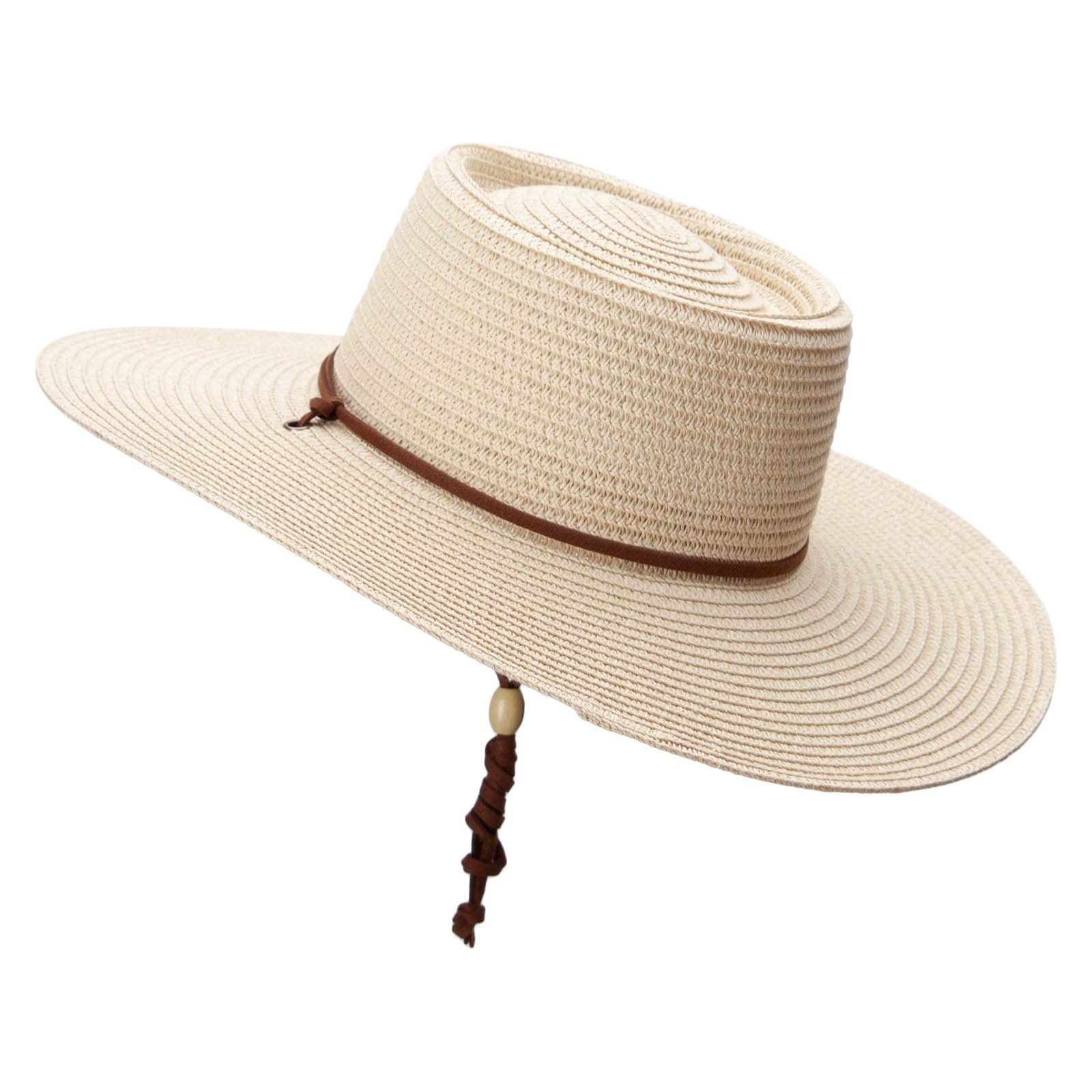 Leatherette braided chin cord detail on Jeanne Simmons gambler hat