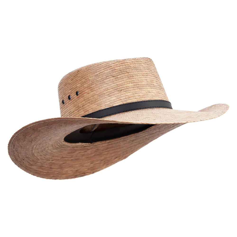 Jeanne Simmons palm braid gambler hat tear-drop crown for breathable shade.