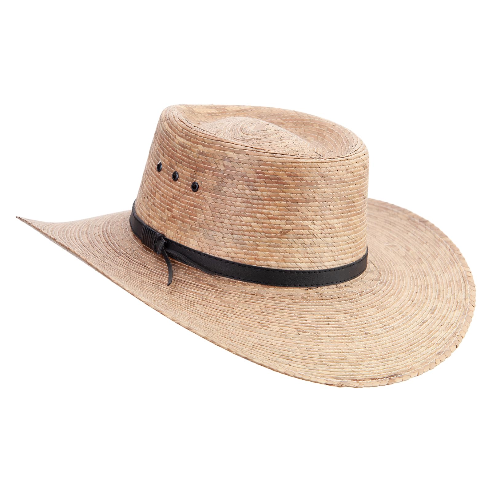 Jeanne Simmons palm braid gambler hat with wide brim for sun protection outdoors.