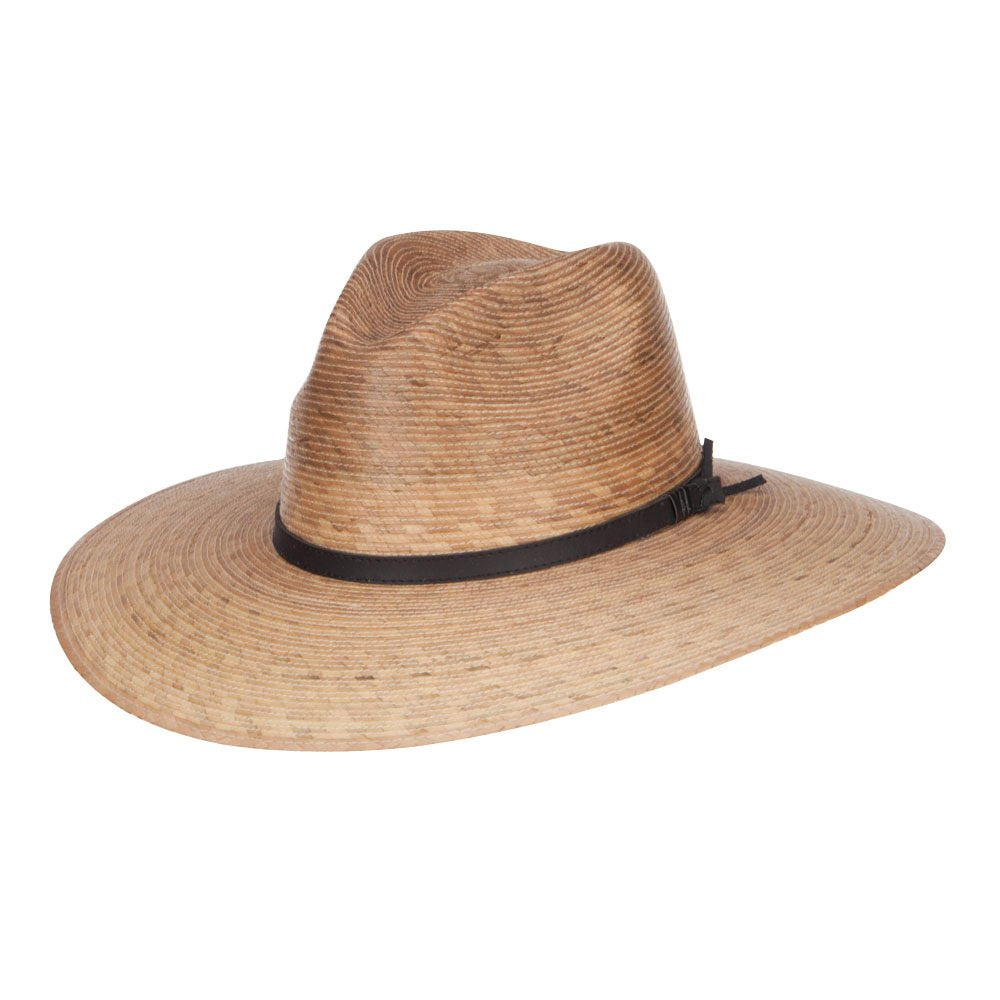 Jeanne Simmons safari hat worn by model demonstrates large brim shade in outdoor settings.