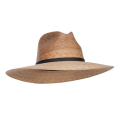 Jeanne Simmons palm-braid safari hat with wide brim for shade