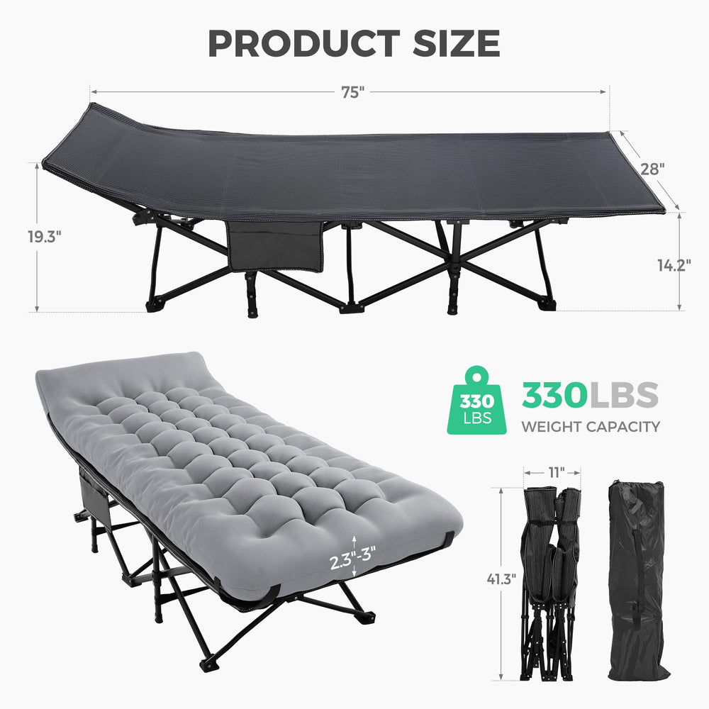 JEAREY camping cot 1200D Oxford fabric is waterproof and durable