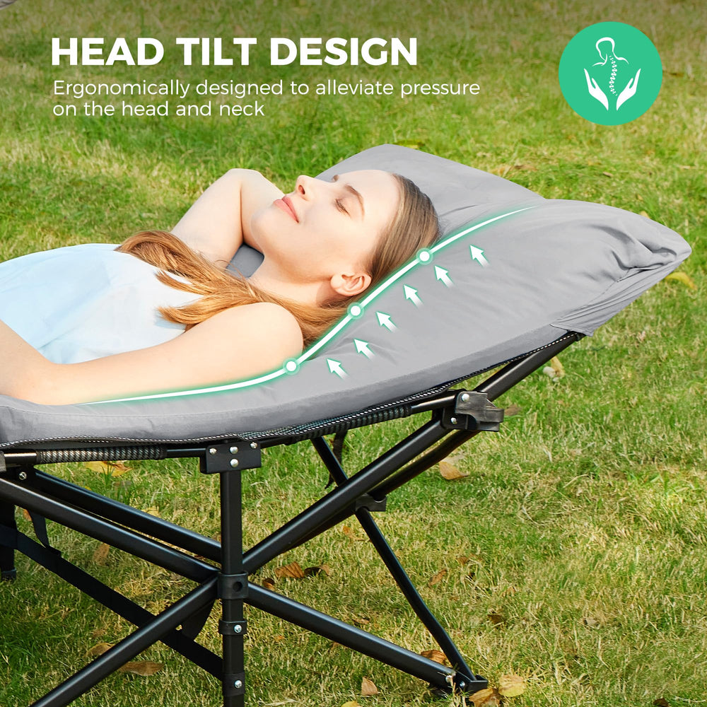 JEAREY camping cot heavy-duty steel frame for stability