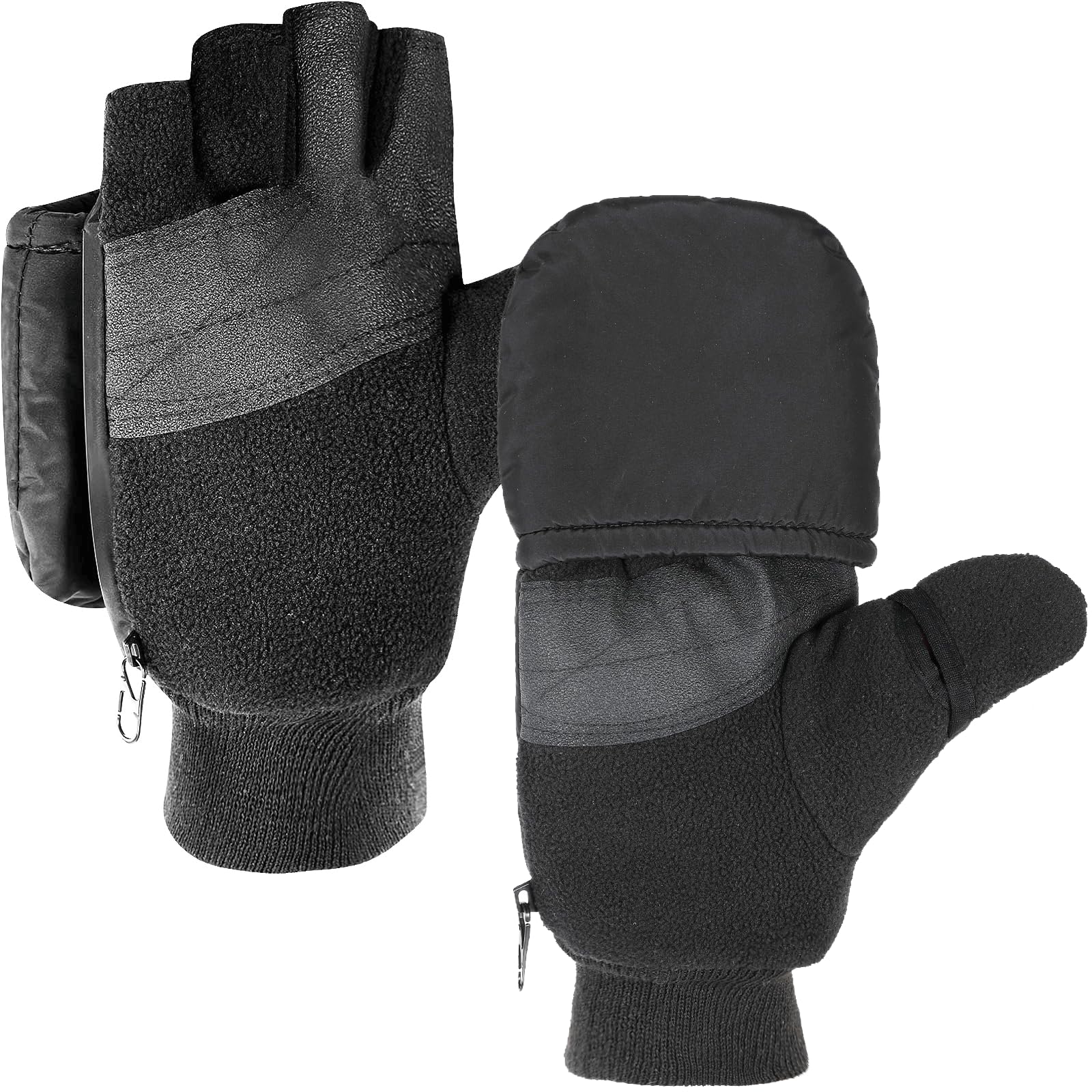 Back view of Jecery ice fishing gloves with magnet buckle