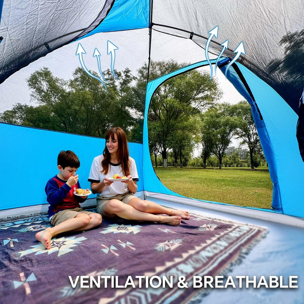JELUCAMP 4-person dome tent blue detachable rainfly provides adaptable weather protection