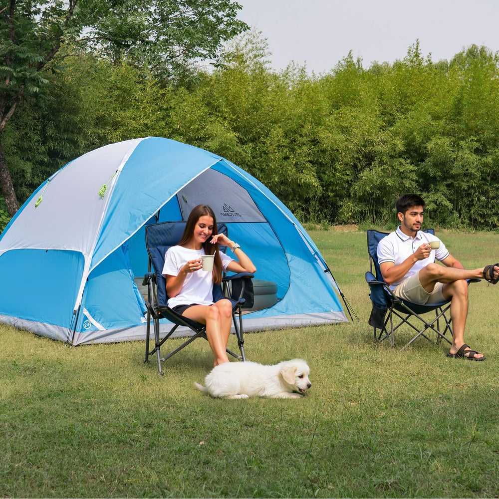 JELUCAMP 4-person dome tent blue lightweight carry bag enables easy packing