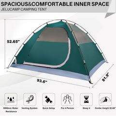 JELUCAMP dome tent setup in initial stage demonstrates quick assembly.