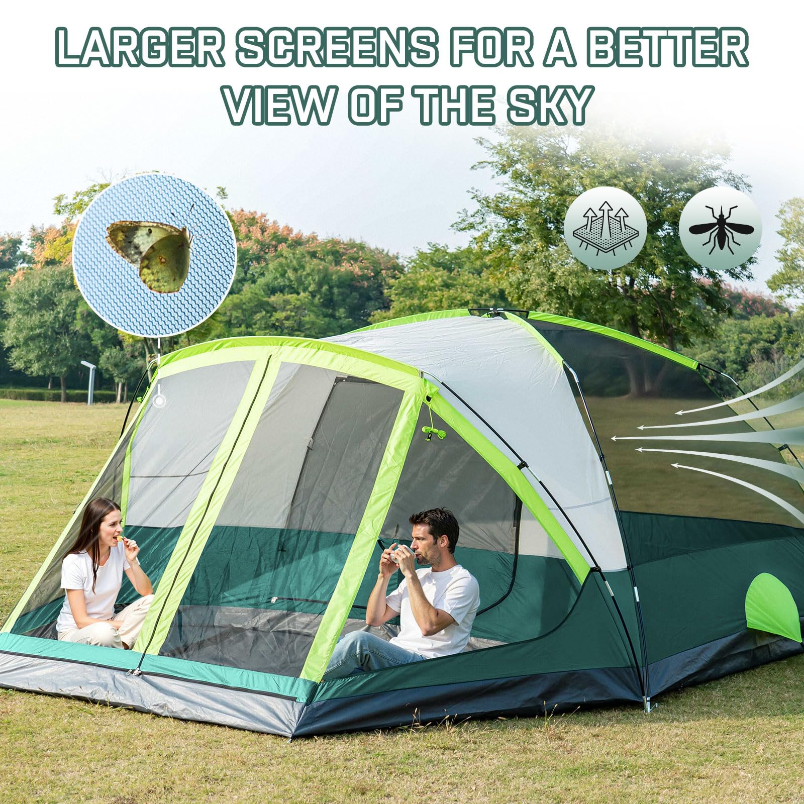 JELUCAMP full mesh design provides 360-degree ventilation and clear sightlines.