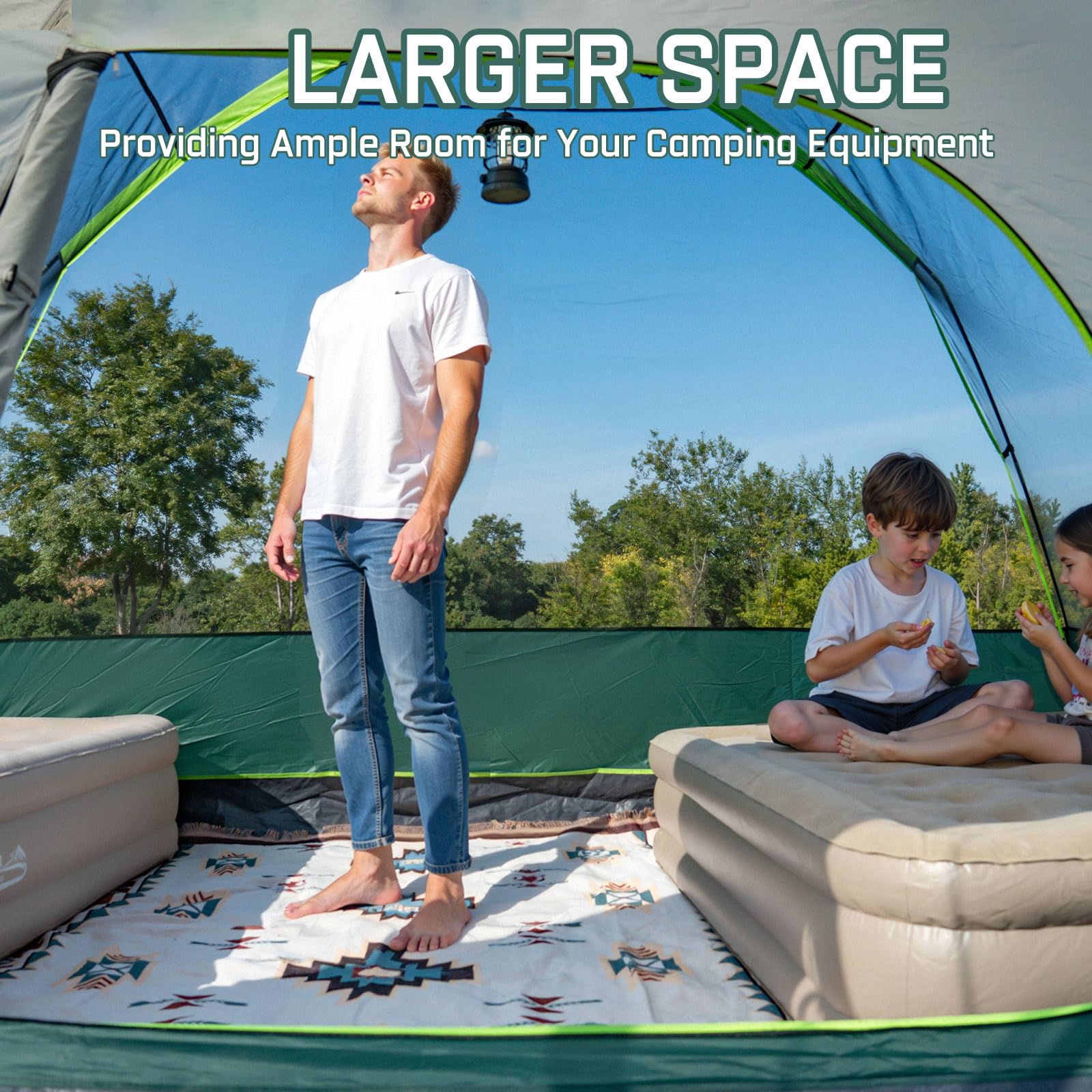 JELUCAMP PU3000 waterproof rainfly protects against rain and wind.