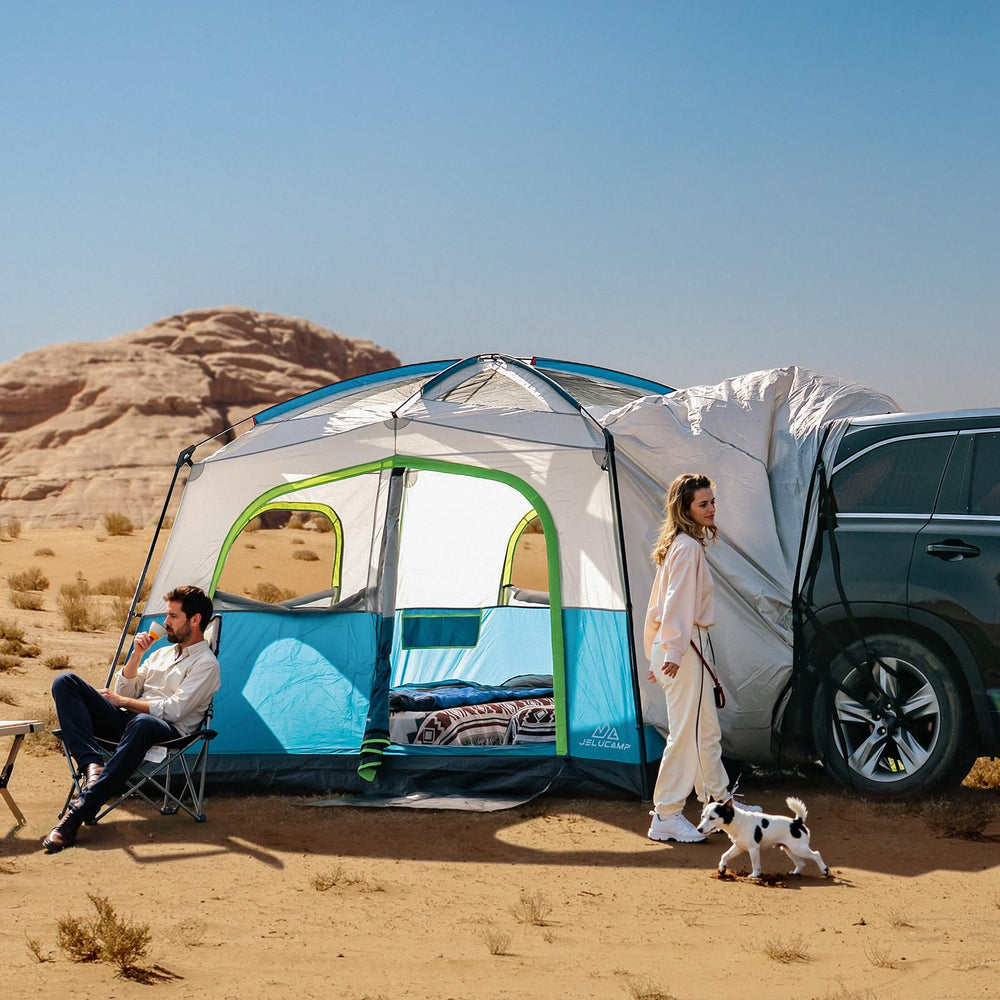 JELUCAMP SUV tent gear storage space keeps camping essentials organized
