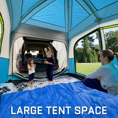 JELUCAMP SUV tent interior reveals spacious layout for six and gear storage during family trips