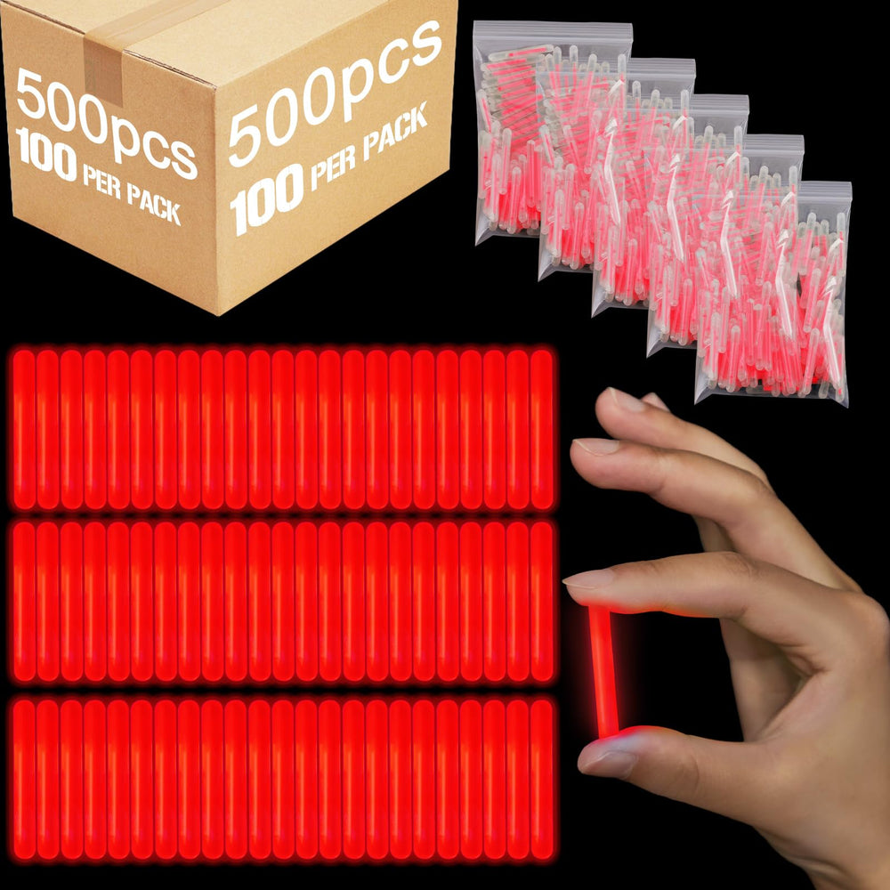 Jenaai red glow sticks bulk 1.5 inch – 500 pieces