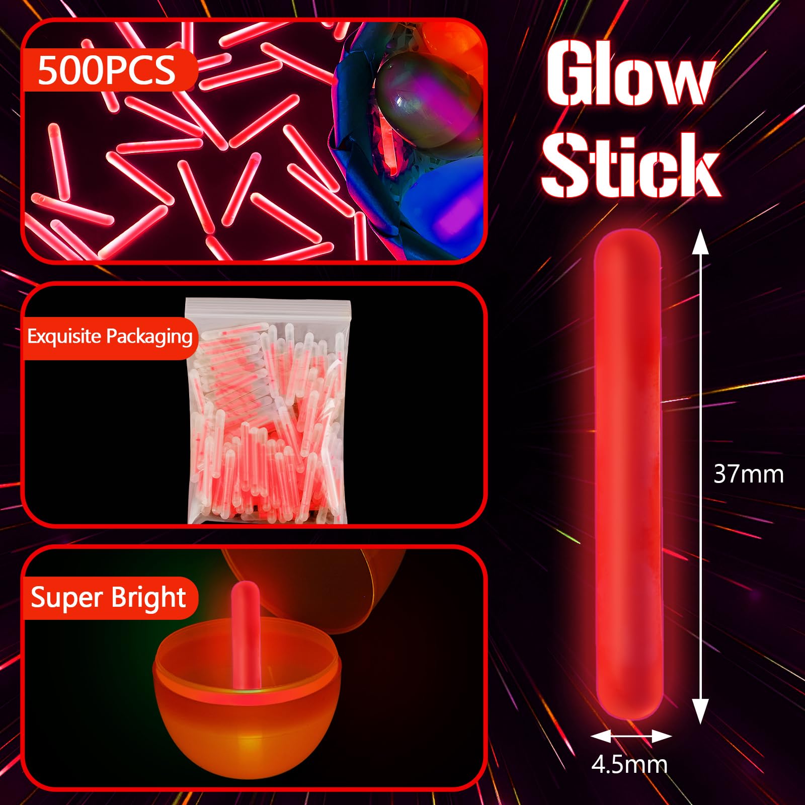 Close-up of red glow sticks bulk for fishing