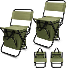 Jerify fishing chair green folded beside carrying bag for easy portability