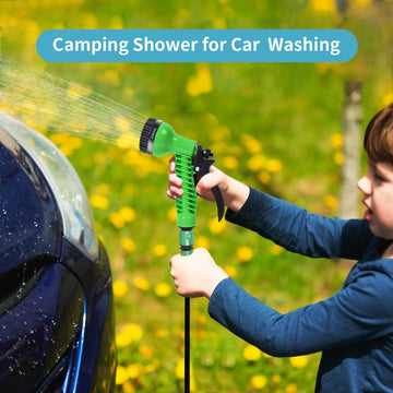 JIESIHAO portable-shower-removable-hose flexible rinsing at campsites and beaches.
