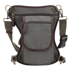 Jessie & James olive concealed carry leg bag with quick-access pocket.
