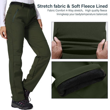 Jessie Kidden fleece-lined pants provide warm insulation for cold outdoor conditions.