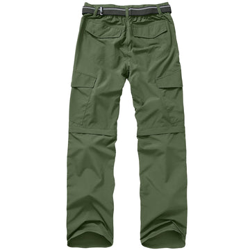 Jessie Kidden Mens Hiking Pants Side Zip-Off demonstrates easy conversion for warm days.