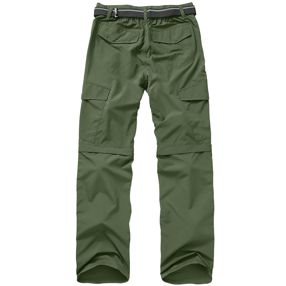 Jessie Kidden Mens Hiking Pants Side Zip-Off demonstrates easy conversion for warm days.