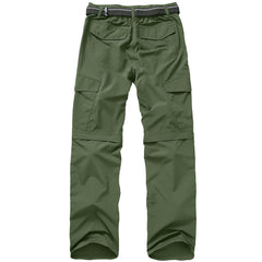 Jessie Kidden Mens Hiking Pants Side Zip-Off demonstrates easy conversion for warm days.