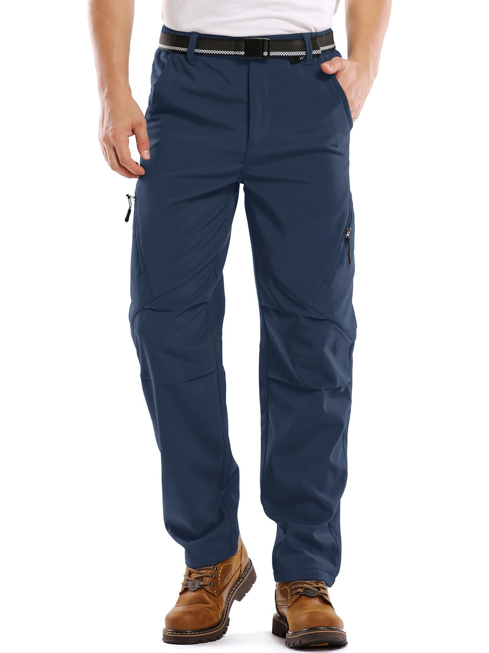 Jessie Kidden men's hiking pants outer layer repels rain and snow for outdoor comfort.