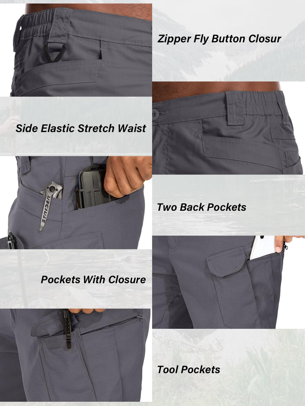 Jessie Kidden men's tactical shorts UPF 50 breathable for sun protection