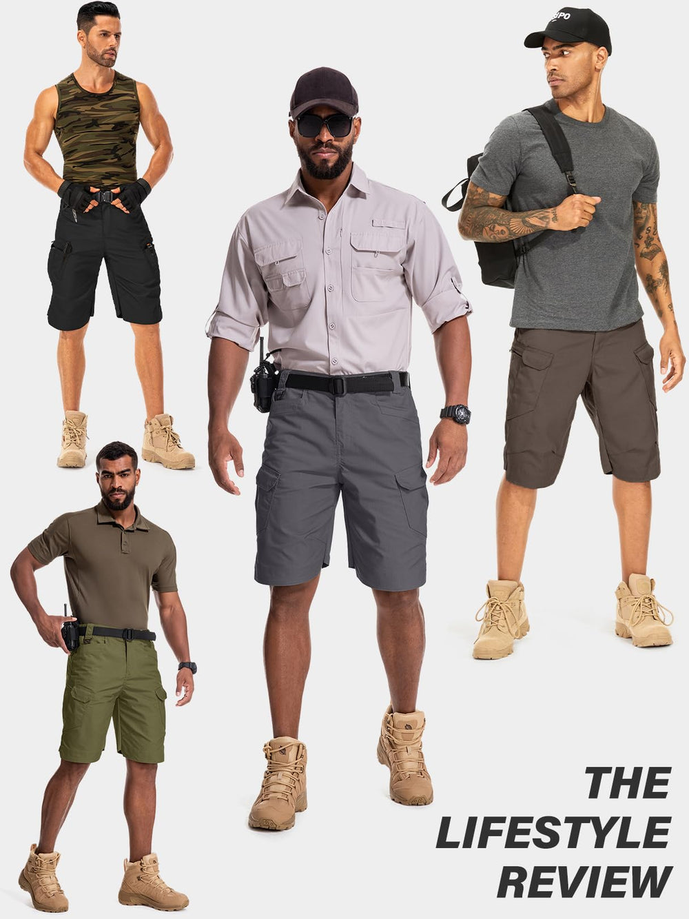 Jessie Kidden mens tactical shorts zip fly with button closure for secure fit